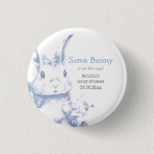 Blue Baby Bunny Baby Shower Button