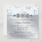 Blue Baby Carriage Baby Boy Prince Shower Invitation (Back)