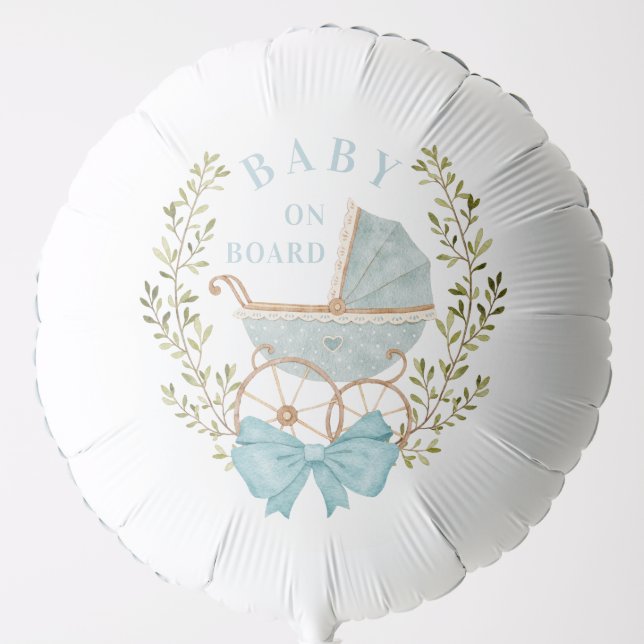Blue Baby Carriage | Baby on Board Balloon (Front)