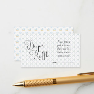 Blue Baby Carriage Pattern Diaper Raffle Card