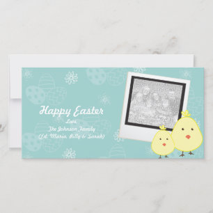 Blue Baby Chick Easter Photo Cards