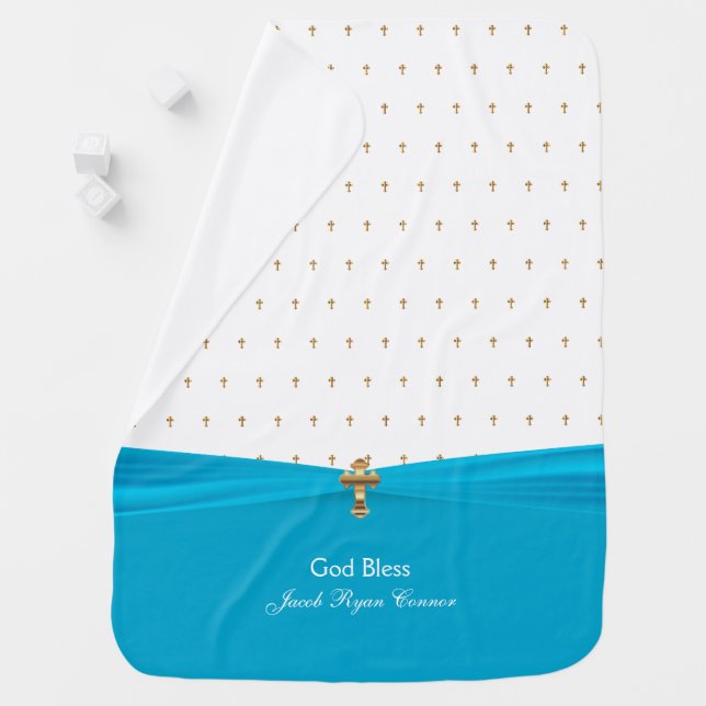 Blue Baby Christening | Baptism Baby Blanket (In Situ)