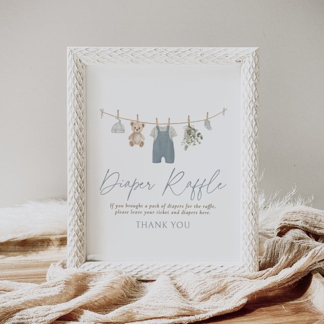 Blue Baby Clothes Baby Shower Diaper Raffle Sign (Creator Uploaded)