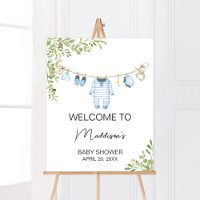 Blue Baby Clothes Baby Shower Welcome