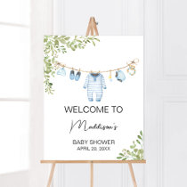 Blue Baby Clothes Baby Shower Welcome Poster