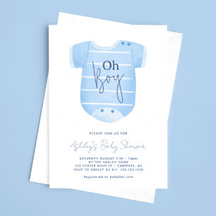 Blue Baby Clothes Boy Baby Shower Invitation