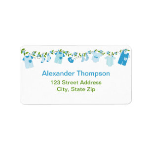 Blue Baby Clothesline Address Labels