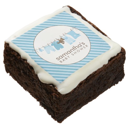 Blue Baby Clothesline Boy Baby Shower Chocolate Brownie