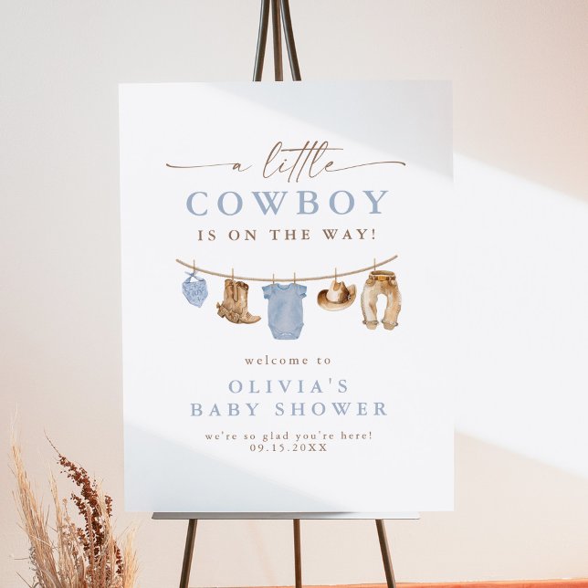 Blue Baby Clothesline Little Cowboy Baby Shower Foam Board (Creator Uploaded)