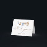 Blue Baby Clothesline Little Cowboy Baby Shower Thank You Card<br><div class="desc">The Clint Little Cowboy baby shower collection features adorable watercolor baby rodeo clothes hanging on a line paired with a fun script font and dusty blue color. This collection is perfect for your ranch or rodeo themed baby event.</div>