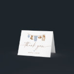 Blue Baby Clothesline Little Cowboy Baby Shower Thank You Card<br><div class="desc">The Clint Little Cowboy baby shower collection features adorable watercolor baby rodeo clothes hanging on a line paired with a fun script font and dusty blue color. This collection is perfect for your ranch or rodeo themed baby event.</div>