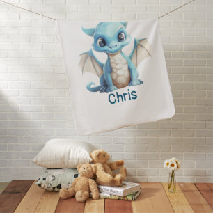 Blue Baby Dragon Chinese New Year 2024 Baby Blanket