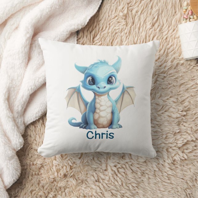 Blue Baby Dragon Chinese New Year 2024 Throw Pillow (Blanket)