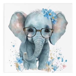 Blue Baby Elephant Acrylic Wall Art