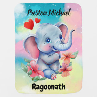 Blue Baby Elephant Blanket    