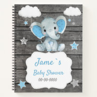 Blue Baby Elephant  Book Baby Shower Rustic