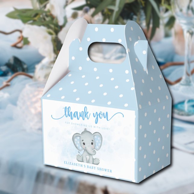 Blue Baby Elephant Little Peanut Baby Shower Favor Boxes (Creator Uploaded)