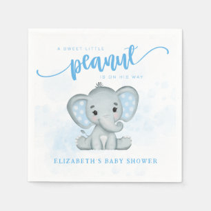 Blue Baby Elephant Little Peanut Baby Shower Napkins