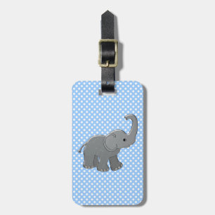 blue baby elephant luggage tag