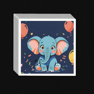 Blue Baby Elephant Party Baby Shower Napkins