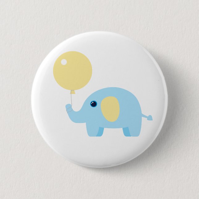 blue baby elephant with balloon button (Front)