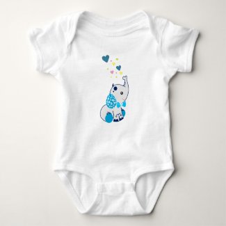 Blue Baby Elephant with Hearts Baby Bodysuit