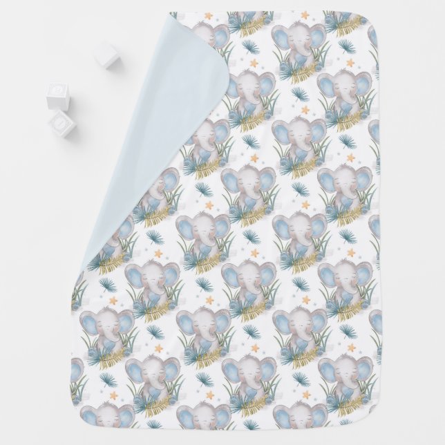 Blue Baby  Elephants  Baby Blanket (In Situ)