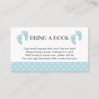Blue Baby Feet Baby Shower Book Request Card by melanileestyle at Zazzle