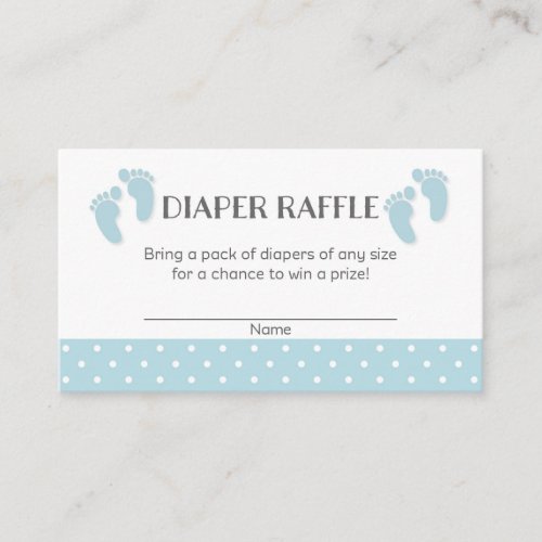 Blue Baby Feet Baby Shower Diaper Raffle Tickets Enclosure Card