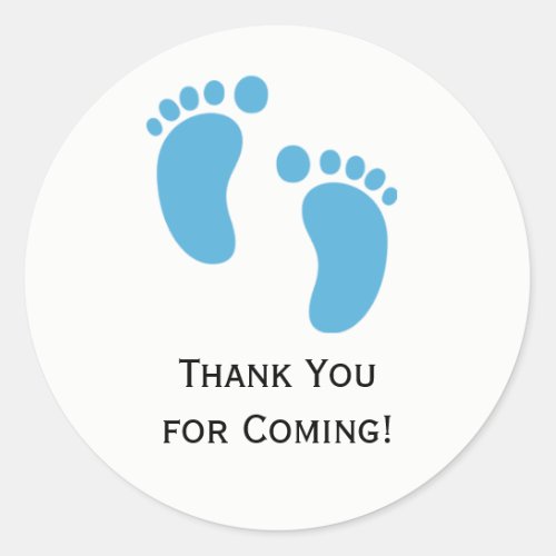 Blue Baby Feet Baby Shower Sticker Labels