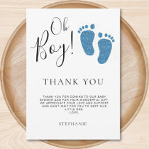 Blue Baby Feet Baby Shower Thank You Card