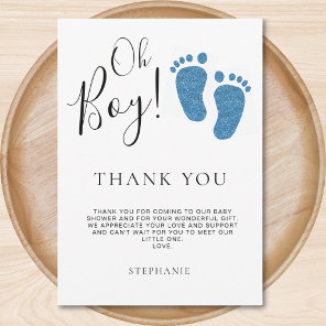 Blue Baby Feet Baby Shower Thank You  Card