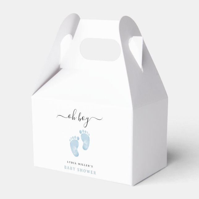 Blue Baby Feet Baby Shower Welcome Baby Boy Favor Boxes (Front Side)