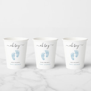 Blue Baby Feet Baby Shower Welcome Baby Boy Paper Cups