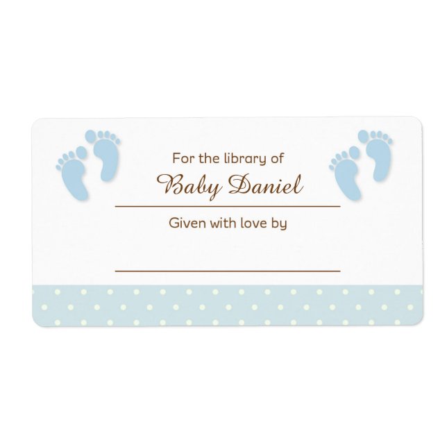 Blue Baby Feet Bookplate Label Sticker (Front)