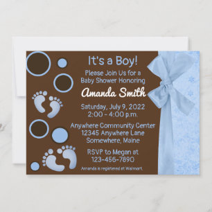 Blue Baby Feet Boy Baby Shower Invitations
