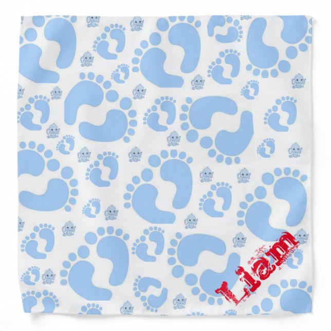 Blue Baby Feet Boy Elephant Bandana (Front)