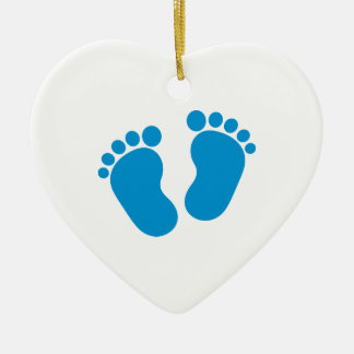 Blue baby feet ceramic ornament