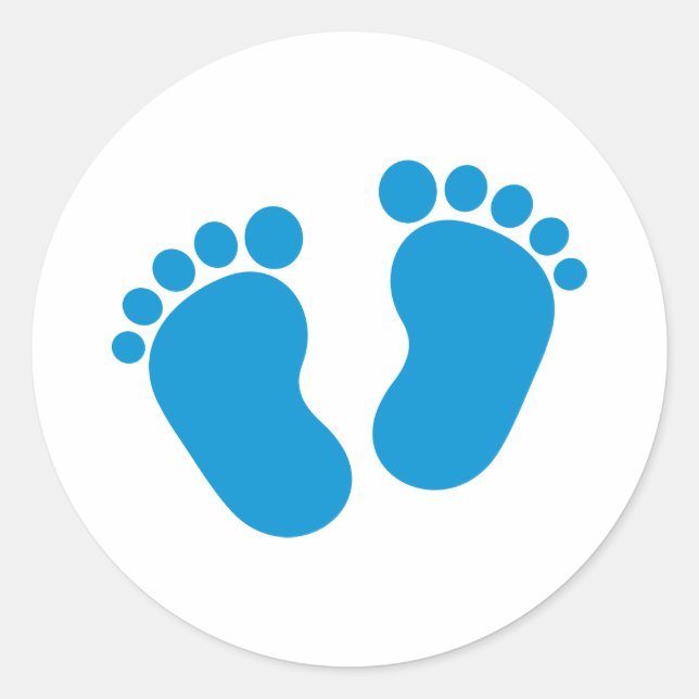 Blue baby feet classic round sticker (Front)