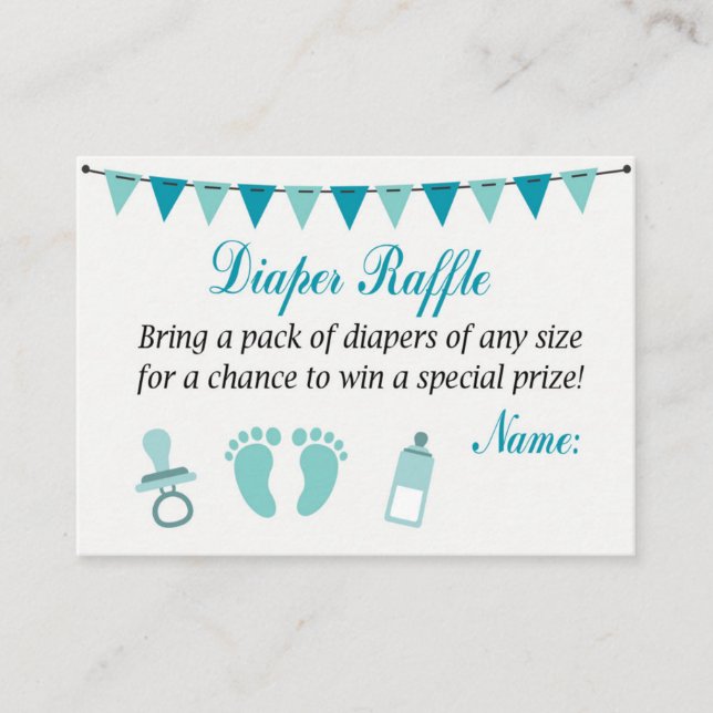 Blue Baby Feet Diaper Raffle Tickets (Front)