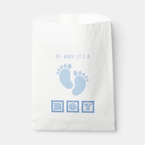 Blue Baby Feet Gender Reveal Shower Favor Bag