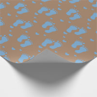 baby boy blue feet pattern wrapping paper