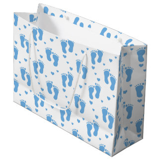 Blue baby feet pattern large gift bag