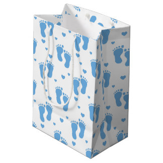 Blue baby feet pattern medium gift bag