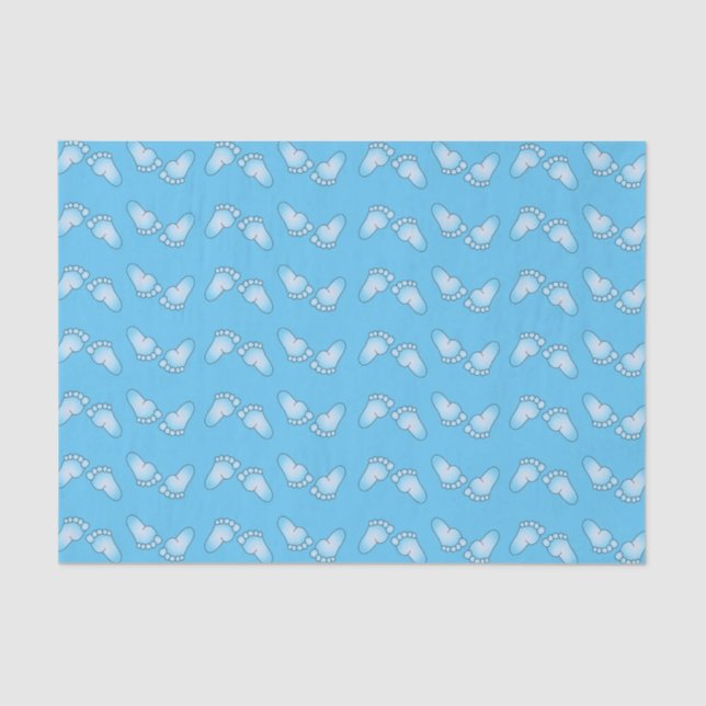 Blue Baby Feet Pattern Tissue Paper (Front)