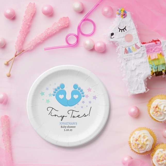 Blue Baby Feet Tiny Toe's Paper Plates (Party)