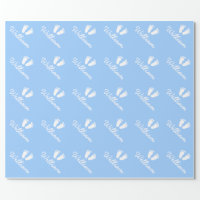 baby boy blue feet pattern wrapping paper