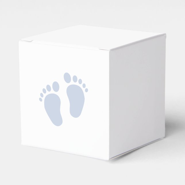 Blue Baby Footprint Favor Box | Baby Boy (Front Side)