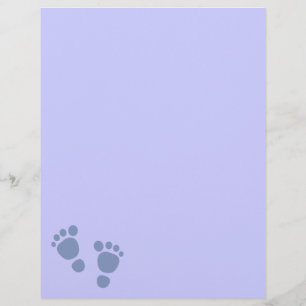 Blue Baby Footprint It's A Boy! Letterhead Paper 1