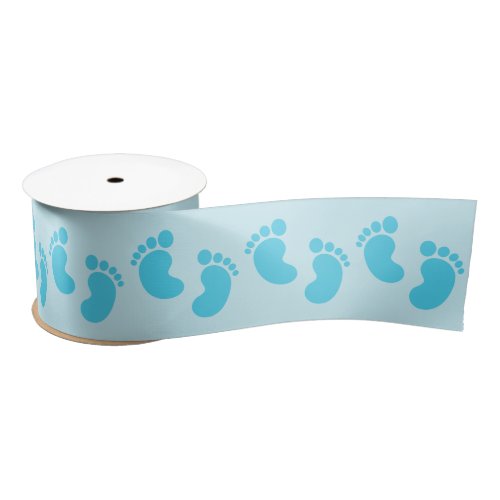 Blue Baby Footprint Satin Ribbon